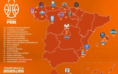 La Primera FEB 2025/26 estará compuesta por 17 equipos tras la renuncia del Real Betis Baloncesto Equipos Primera FEB