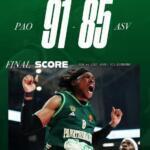 Panathinaikos vence a ASVEL con Nunn y Holmes como líderes 91-85 Pao Asvel
