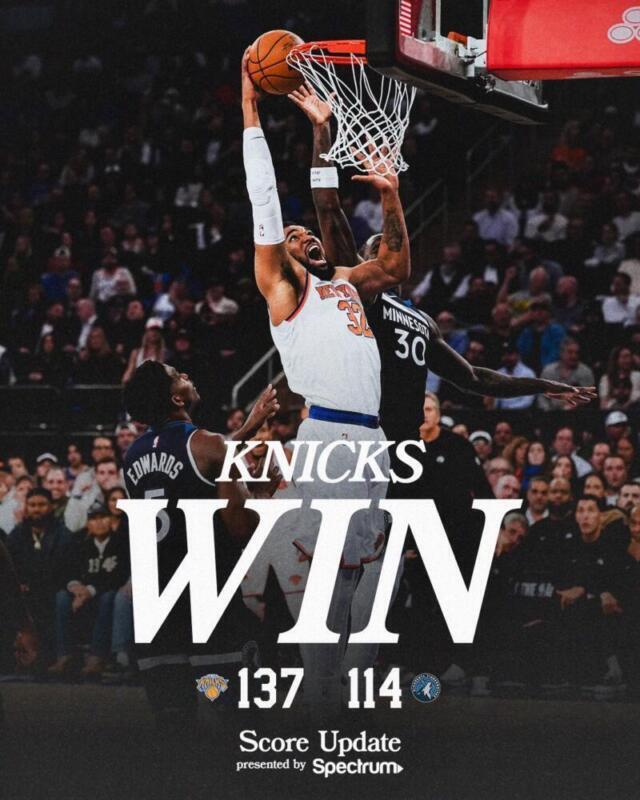 Knicks invictos en casa y dominando la temporada Knicks Wolves scaled