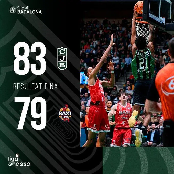 Joventut gana derbi emocionante contra BAXI Manresa 83-79 Joventut