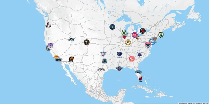 Equipos NBA Mapa Equipos NBA 1