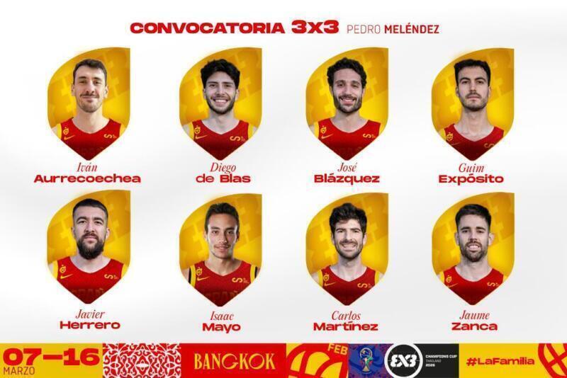 Ocho convocados para el estreno en la Champions Cup Bangkok 3x3 Espana masculino