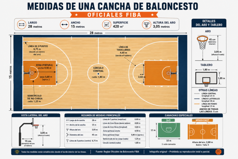 Medidas oficiales de una cancha FIBA