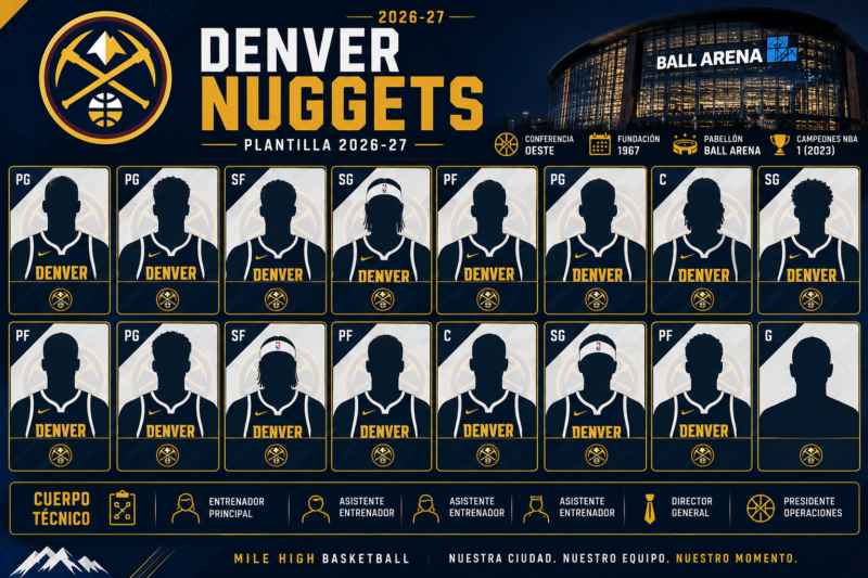 NBA 2026-27: calendario, equipos, clasificación, resultados, plantillas y todas las noticias Roster Nuggets 26-27