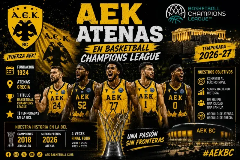 Basketball Champions League 2026-27: equipos, grupos, calendario, formato y resultados AEK BCL