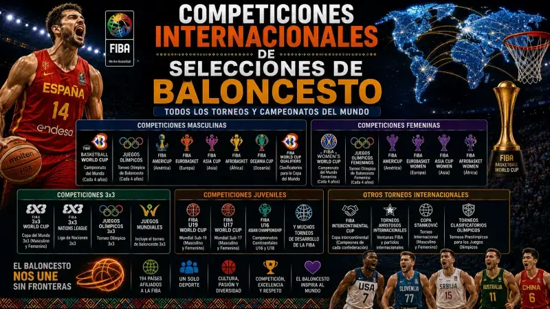 Competiciones Internacionales de Selecciones de Baloncesto: todos los torneos y campeonatos del mundo Competiciones Internacionales de Selecciones de Baloncesto todos los torneos y campeonatos del mundo