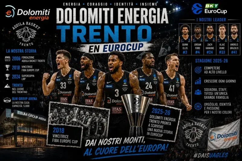 EuroCup 2026-27: equipos, formato, calendario y toda la información Dolomiti Energia Trento en EuroCup
