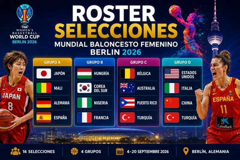 Plantillas del Mundial Femenino de Baloncesto Berlín 2026: rosters y jugadoras de las 16 selecciones Roster Selecciones Berlin 2026