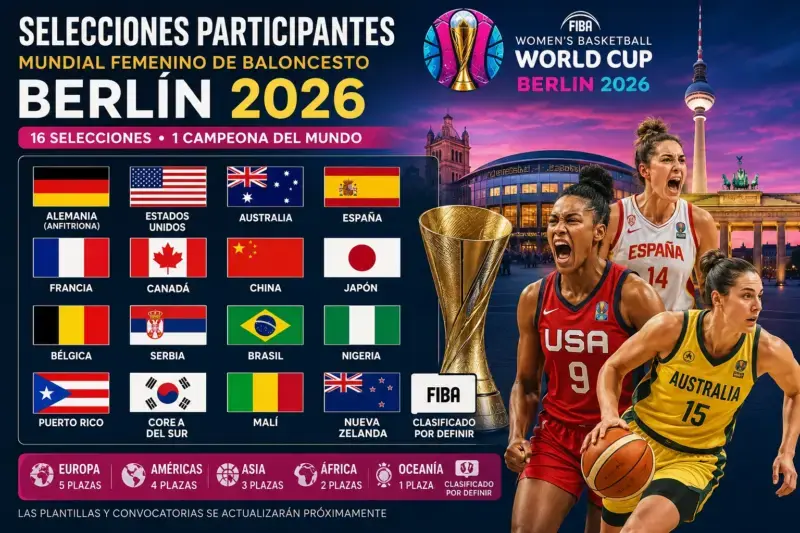 Mundial de infarto: España se juega todo en la última jornada Selecciones participantes del Mundial Femenino de Baloncesto Berlín 2026