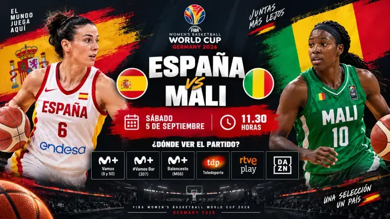 Dónde ver España - Mali del Mundial Femenino de Baloncesto 2026: horario y TV Donde Ver España Malí