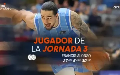 Francis Alonso deslumbra con 27 puntos y seis triples: máximo anotador de la jornada 3 de la Liga Endesa Francis Alonso MVP Jornada 3